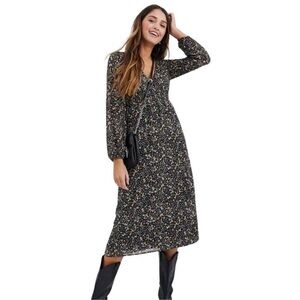 Pull&Bear Black and White Long Sleeve Dress